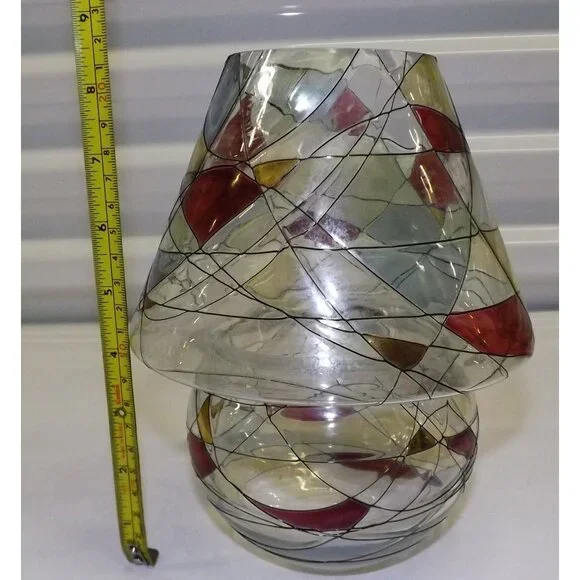 PartyLite Mosaic Calypso Jar Glass Candle Shade Vase & Lampshade Set Abstract - Picture 2 of 12